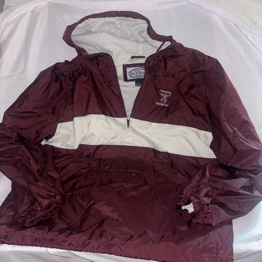 Vintage TEXAS A&M AGGIES C.C. Creations Pullover Windbreaker Jacket Large NCAA